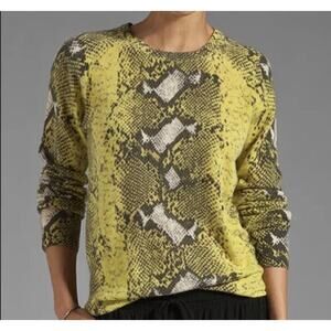 EQUIPMENT Femme Cashmere Yellow Snake Print Knit Sweater Size XS